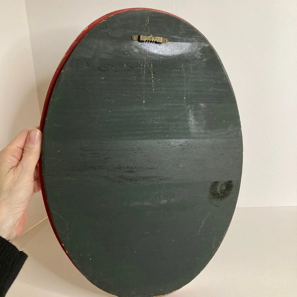 Vintage Hand Painted Oval Wood Wall Art Geranium Flower Butterfly LaVonne Signed